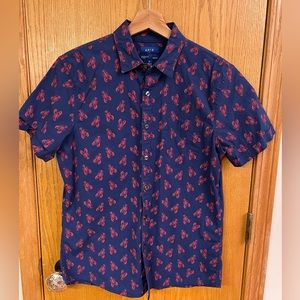 Lobster Button-down  Men’s Shirt. Medium Slim Fit